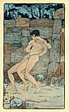 At last Kerkuon grew angry and caught Theseus around the neck.