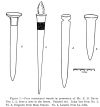 Figure 1.Four ceremonial wands is possession of Mr. E. H. Davis. Nos. 1, 2, from a cave in the desert. Painted red. Inlay lost from No. 1. No. 3, Diegue&ntilde;o from Mesa Grande. No. 4, Luise&ntilde;o from La Jolla.