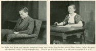 Mr. Zirkle (left) doing pure telepathy seated two rooms away, 30 feet from, his back toward, Miss Ownbey (right), the agent, who signalled