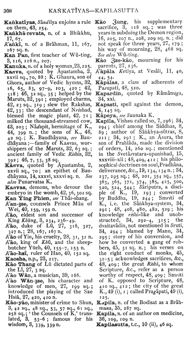 Page 308. Kaṅkat&icirc;yas—Kapilasutta