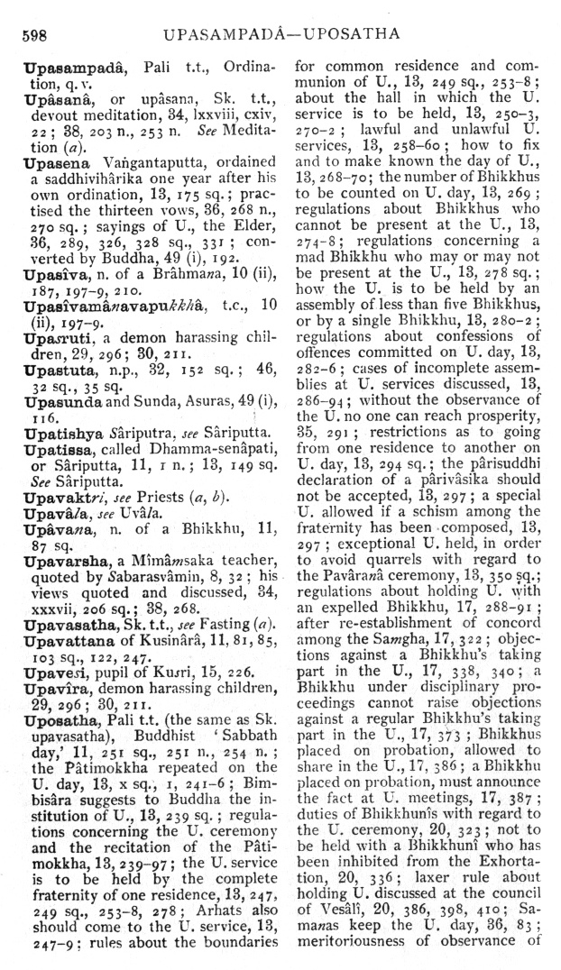 Page 598. Upasampad&acirc;—Uposatha
